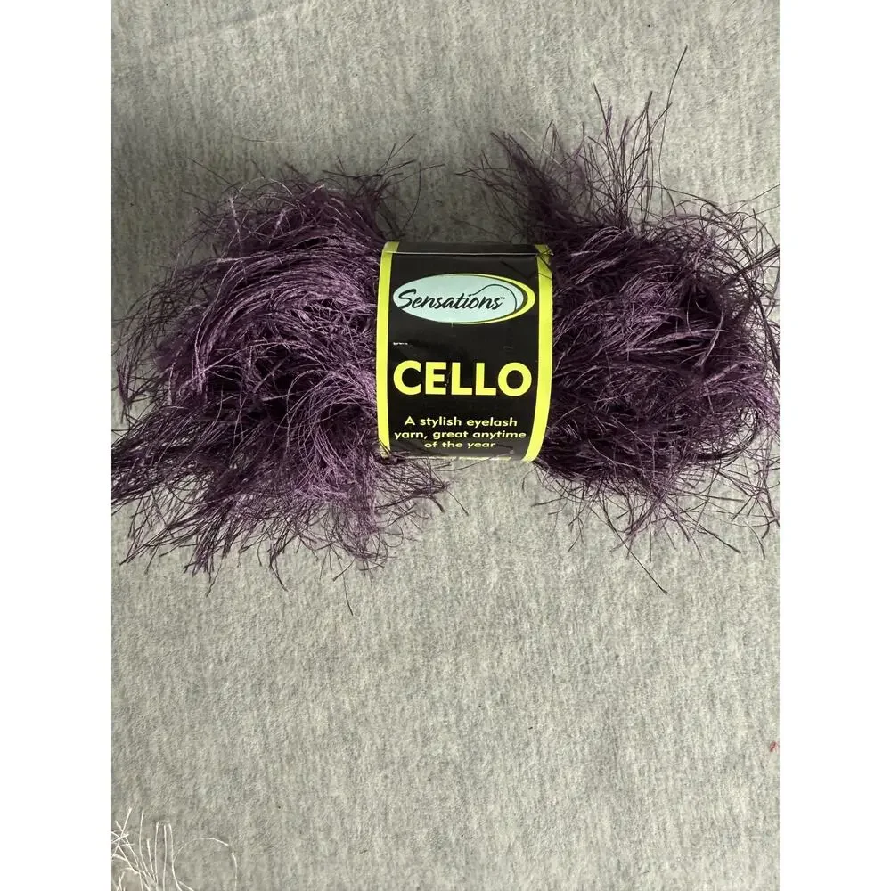 Sensations Cello Eyelash Yarn Mixed Lot of 6 Solid Purple White Mink Black